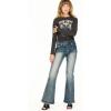 Forever 21 Women’s Flare Denim High-Rise Slim Fit Stretch Jeans – Retro Y2k Style(Dark Blue)