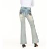 Forever 21 Women’s Flare Denim High-Rise Slim Fit Stretch Jeans – Retro Y2k Style(Light Blue)
