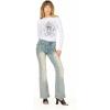 Forever 21 Women’s Flare Denim High-Rise Slim Fit Stretch Jeans – Retro Y2k Style(Light Blue)