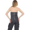 Forever 21 Women’s Strapless Cargo Denim Jumpsuit With Belt(Black)