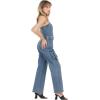 Forever 21 Women’s Strapless Cargo Denim Jumpsuit With Belt(Blue)