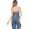 Forever 21 Women’s Strapless Cargo Denim Jumpsuit With Belt(Blue)