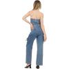 Forever 21 Women’s Strapless Cargo Denim Jumpsuit With Belt(Blue)