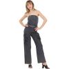 Forever 21 Women’s Strapless Cargo Denim Jumpsuit With Belt(Black)