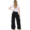 Forever 21 Women’s Wide Leg Jogger with Twill Bows Down the Side(Black)