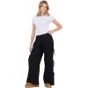 Forever 21 Women’s Wide Leg Jogger with Twill Bows Down the Side(Black)
