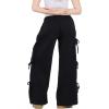 Forever 21 Women’s Wide Leg Jogger with Twill Bows Down the Side(Black)
