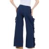 Forever 21 Women’s Wide Leg Jogger with Twill Bows Down the Side(Navy)