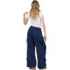 Forever 21 Women’s Wide Leg Jogger with Twill Bows Down the Side(Navy)