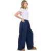 Forever 21 Women’s Wide Leg Jogger with Twill Bows Down the Side(Navy)