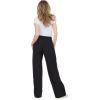 Forever 21 Women’s Nylon Wide Leg Pants with Lace Trim Side Detail(Black)