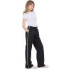 Forever 21 Women’s Nylon Wide Leg Pants with Lace Trim Side Detail(Black)
