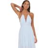 Forever 21 Women’s Plunging V-Neck Maxi Dress with Smocked Waistband, Blue, XS