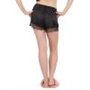 Forever 21 Women’s Pull-on Satin Shorts with Lace Trim(Black)