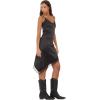Forever 21 Women’s Satin Dress with Lace Border at Hem(Black)