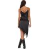 Forever 21 Women’s Satin Dress with Lace Border at Hem(Black)