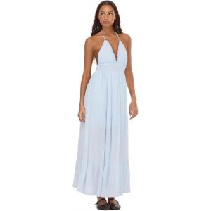 Forever 21 Women’s Plunging V-Neck Maxi Dress with Smocked Waistband, Blue, XS