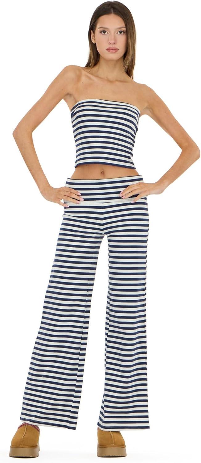image:imageForever 21 Womens Wide Leg Fold Over PantsNavy