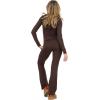 Forever 21 Women’s Flare Pants with Contrast Stitching High Rise Stretch Fit Casual Trend Style(Brown)