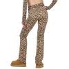Forever 21 Women’s Flare Pants with Contrast Stitching High Rise Stretch Fit Casual Trend Style(Leopard)