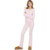 Forever 21 Women’s Flare Pants with Contrast Stitching High Rise Stretch Fit Casual Trend Style(Pink)