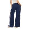 Forever 21 Women’s Fleece Wide Leg Printed Pant with Bow Applique(Navy)