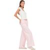 Forever 21 Women’s Fleece Wide Leg Printed Pant with Bow Applique(Pink)