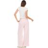 Forever 21 Women’s Fleece Wide Leg Printed Pant with Bow Applique(Pink)
