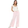Forever 21 Women’s Fleece Wide Leg Printed Pant with Bow Applique(Pink)