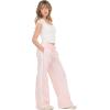 Forever 21 Women’s Wide Leg Pants with Side Stripes and Bow Details(Pink)