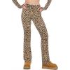 Forever 21 Women’s Flare Pants with Contrast Stitching High Rise Stretch Fit Casual Trend Style(Leopard)
