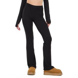 Forever 21 Women’s Flare Pants with Contrast Stitching High Rise Stretch Fit Casual Trend Style(Black)