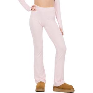 Forever 21 Women’s Flare Pants with Contrast Stitching High Rise Stretch Fit Casual Trend Style(Pink)