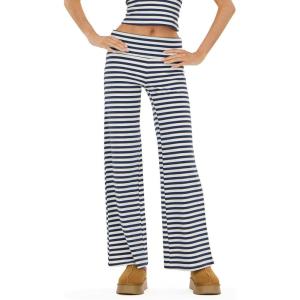 Forever 21 Women’s Wide Leg Fold Over Pants(Navy)