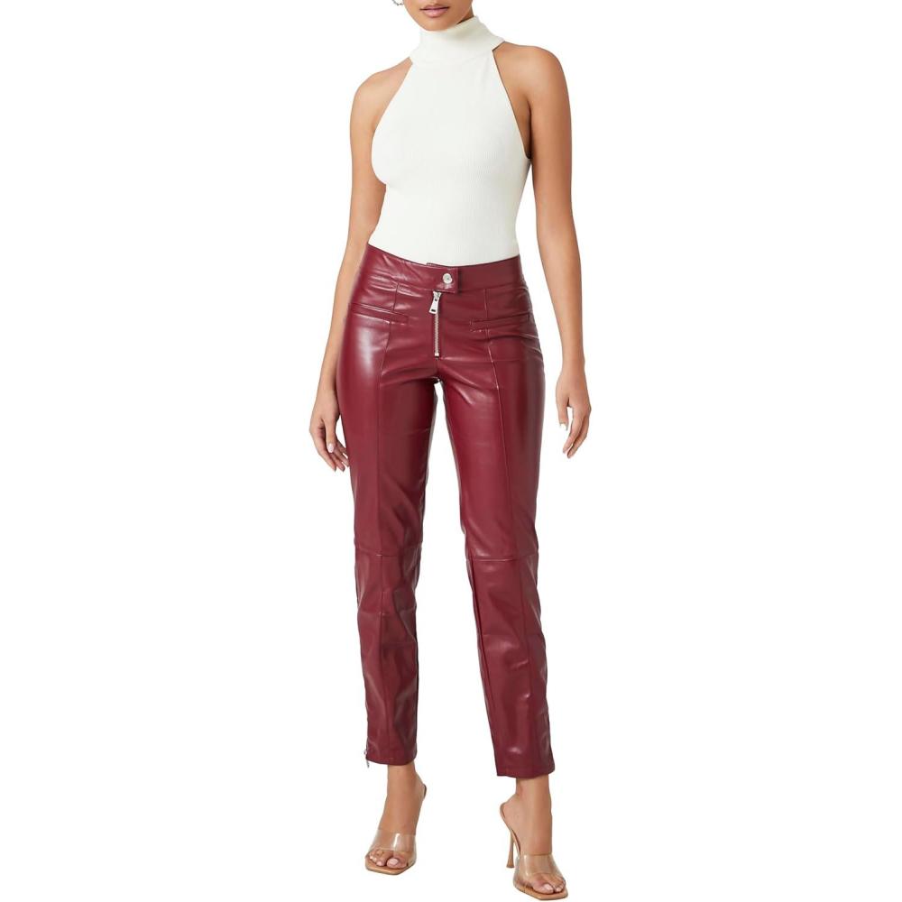 image:imageForever 21 Womens Faux Leather Ankle PantsWine