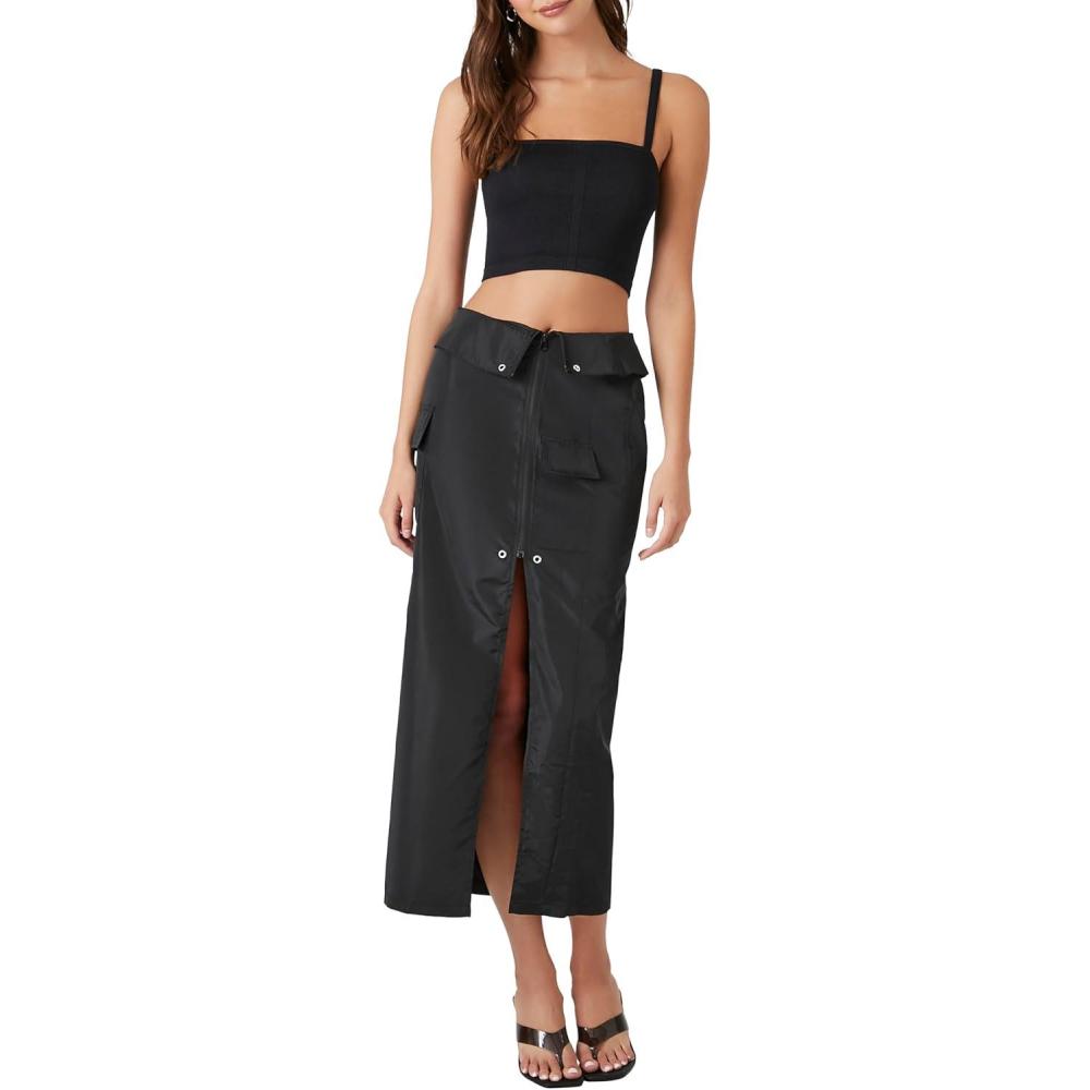 image:imageForever 21 Womens SplitHem Cargo Maxi SkirtBlack