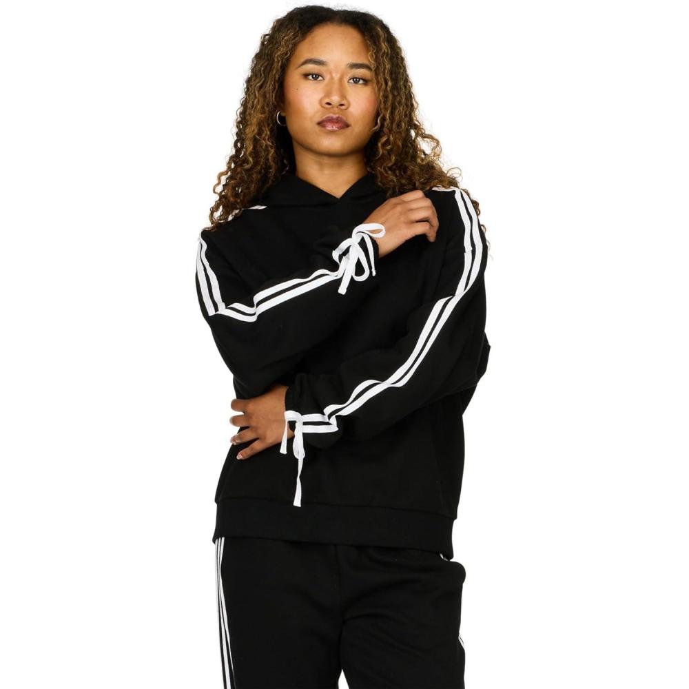 image:imageForever 21 Womens Zipup Hoodie With Side StripesBlack