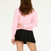 Forever 21 Cable Knit Sweater with Tipping and Applique(Pink)