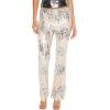 Forever 21 Women’s Abstract Sequin Flare Pants(Pink)