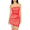 Forever 21 Women’s Asymmetrical Lace Mini Tube Dress(Red)