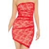 Forever 21 Women’s Asymmetrical Lace Mini Tube Dress(Red)