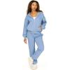 Forever 21 Women’s Full Zip Front Sweatshirt With Drawstring Hood(Blue)