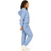 Forever 21 Women’s Full Zip Front Sweatshirt With Drawstring Hood(Blue)