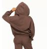 Forever 21 Women’s Full Zip Front Sweatshirt With Drawstring Hood(Brown)