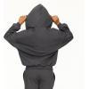 Forever 21 Women’s Full Zip Front Sweatshirt With Drawstring Hood(Dark Grey)