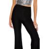 Forever 21 Women’s Glitter High-Rise Flare Pants(Black)