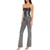 Forever 21 Women’s Glitter High-Rise Flare Pants(Grey)