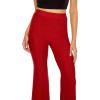 Forever 21 Women’s Glitter High-Rise Flare Pants(Red)