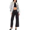 Forever 21 Women’s Metallic Zip-up Bomber Jacket(Silver)