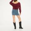Forever 21 Women’s Off-Shoulder Fleece Sweatshirt – Pullover Crewneck with Graphic Print, Soft Brushed Polyester, Slouchy Fit for Casual Streetwear, Lounge, and Everyday Style, Burgundy, Large